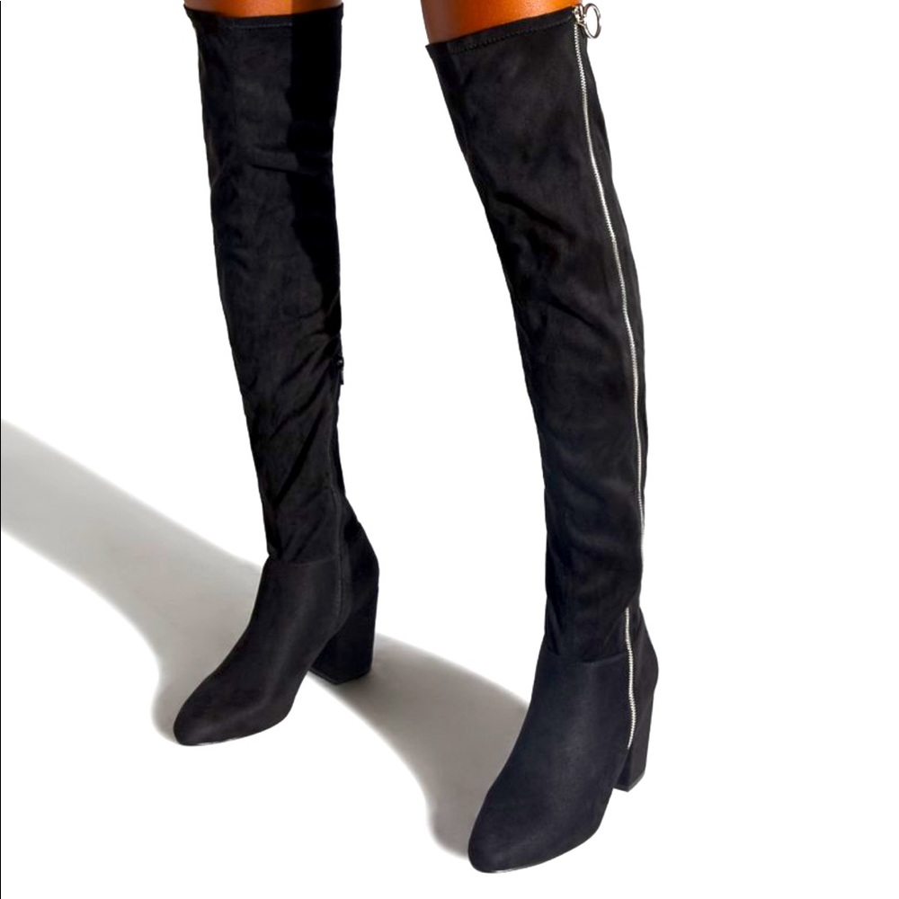Faux Suede Tall Heeled Boots